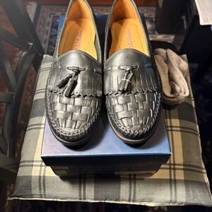 Giorgio Brutini Black Woven Leather Loafers